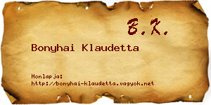 Bonyhai Klaudetta névjegykártya